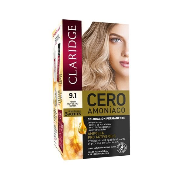 Cladidge Tintura SIN AMONIACO  en kit N° 9,1 Rubio - Claro Ceniza