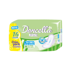 DONCELLA TOALLAS POCKET NORMAL CON ALAS DUOPACK TELA SUAVE CON DEO x 16 Un